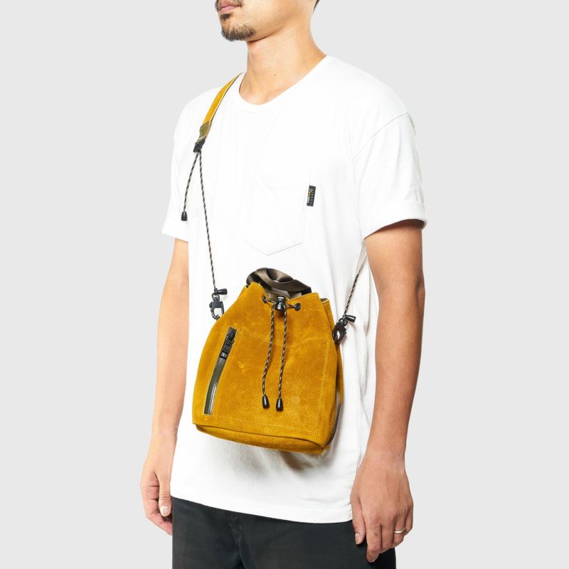AS2OV ウォータープルーフスエード ドローストリングバッグ キャメル WATER PROOF SUEDE DRAWSTRING BAG/ CAMELウォータープルーフ