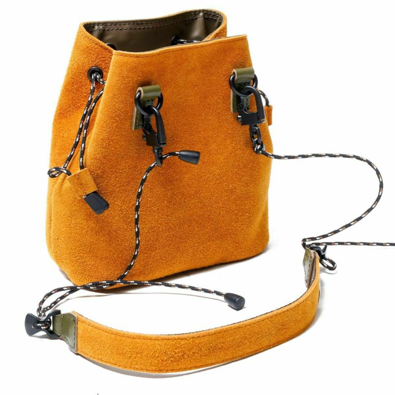 WATER PROOF SUEDE MINI DROW STRING SHOULDER/NAVYウォータープルーフ